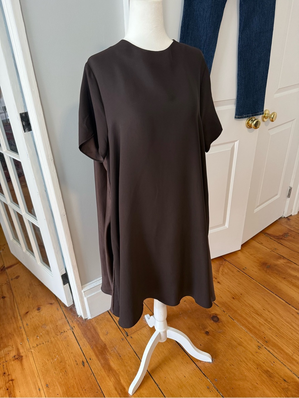Banana Republic Aurelia Satin Trapeze Mini Dress Brown M